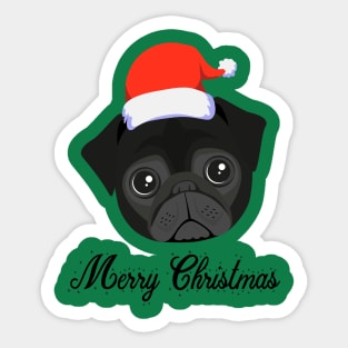 Black Pug Christmas Sticker